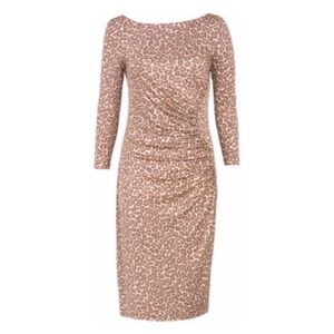 LK Bennett 100% Silk Wilder Animal Print Ruched Dress Rose 12